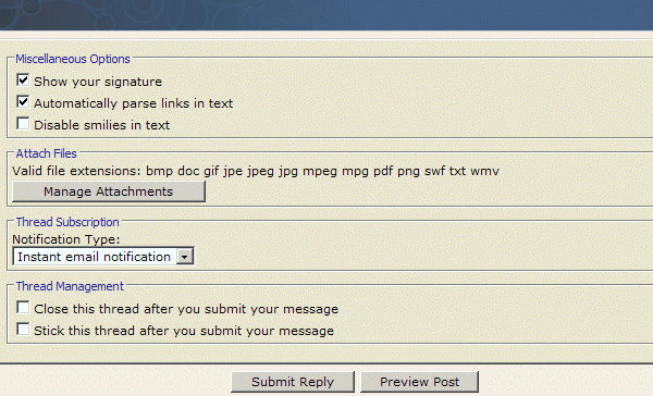 The area beneath the advanced reply window